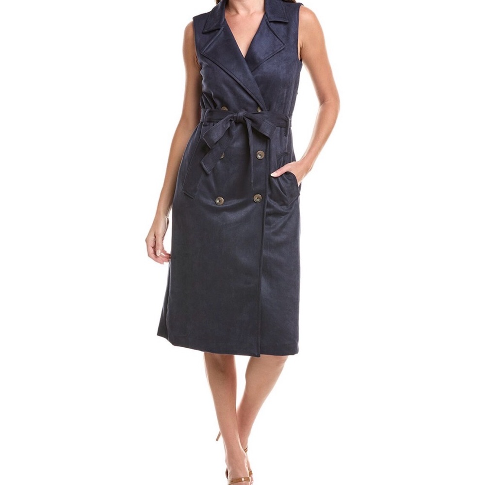 Julia Jordan Navy Double-Breasted Midi Dress